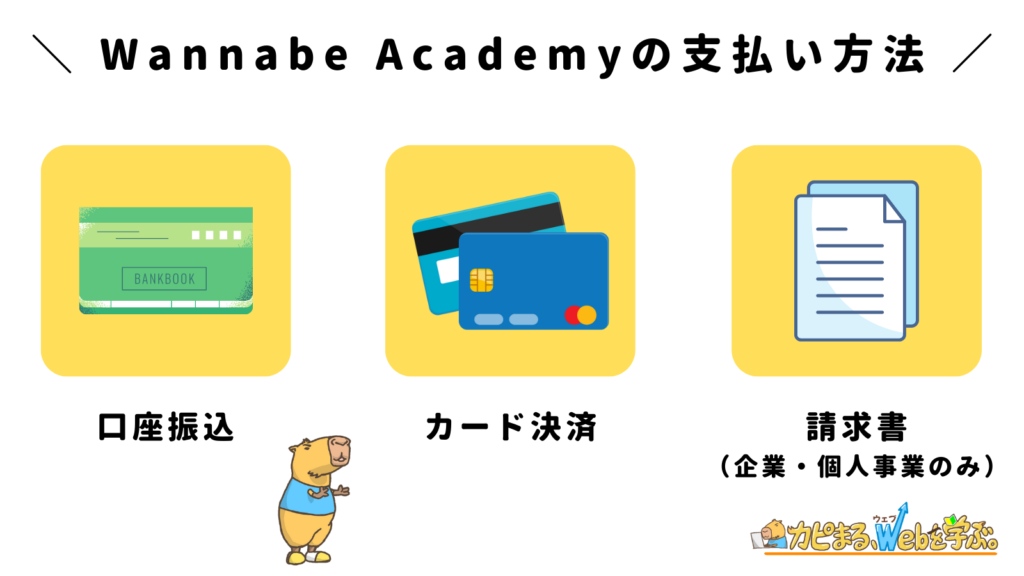 Wannabe Academy（ワナビーアカデミー）の支払い方法